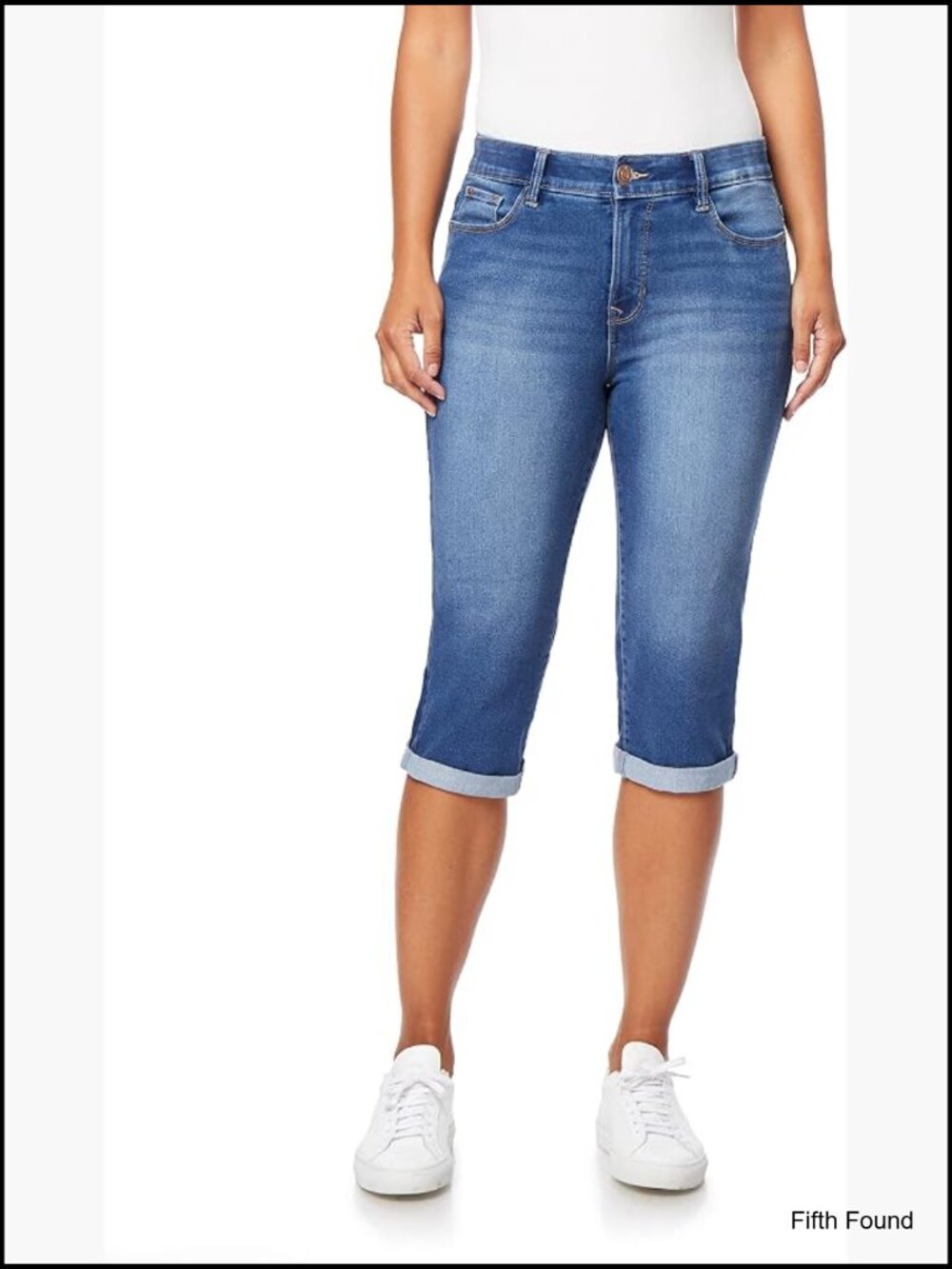 360 Sculpt 17" Capri Jeans Mid-Rise Stretch Denim Figure Enhancing Cotton Blend